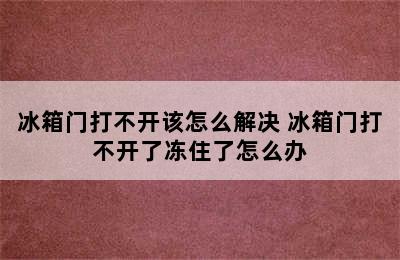 冰箱门打不开该怎么解决 冰箱门打不开了冻住了怎么办